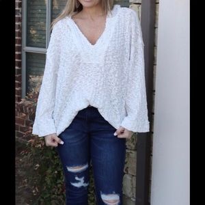 Free people oversized knit pullover sweater hooded